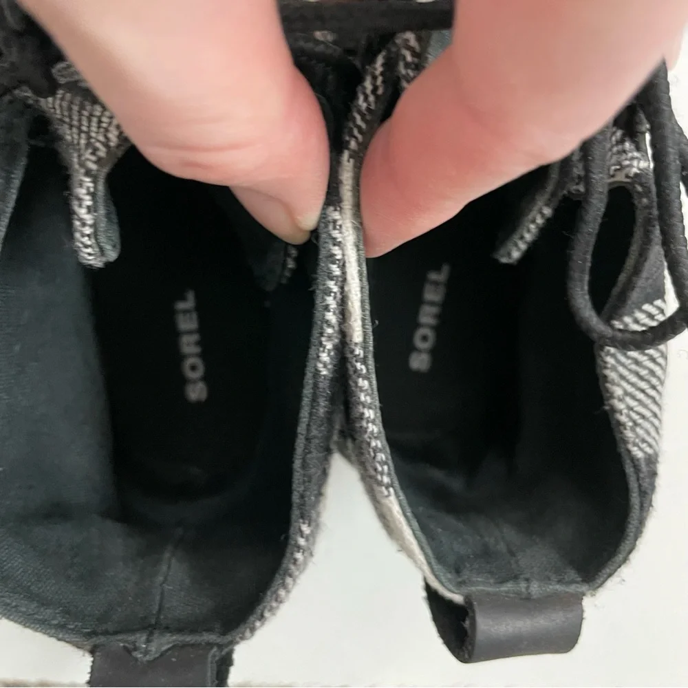 Sorel Out 'n About X Madewell Boots Rain Snow Ankle Flannel Buffalo Check Black - Picture 12 of 15